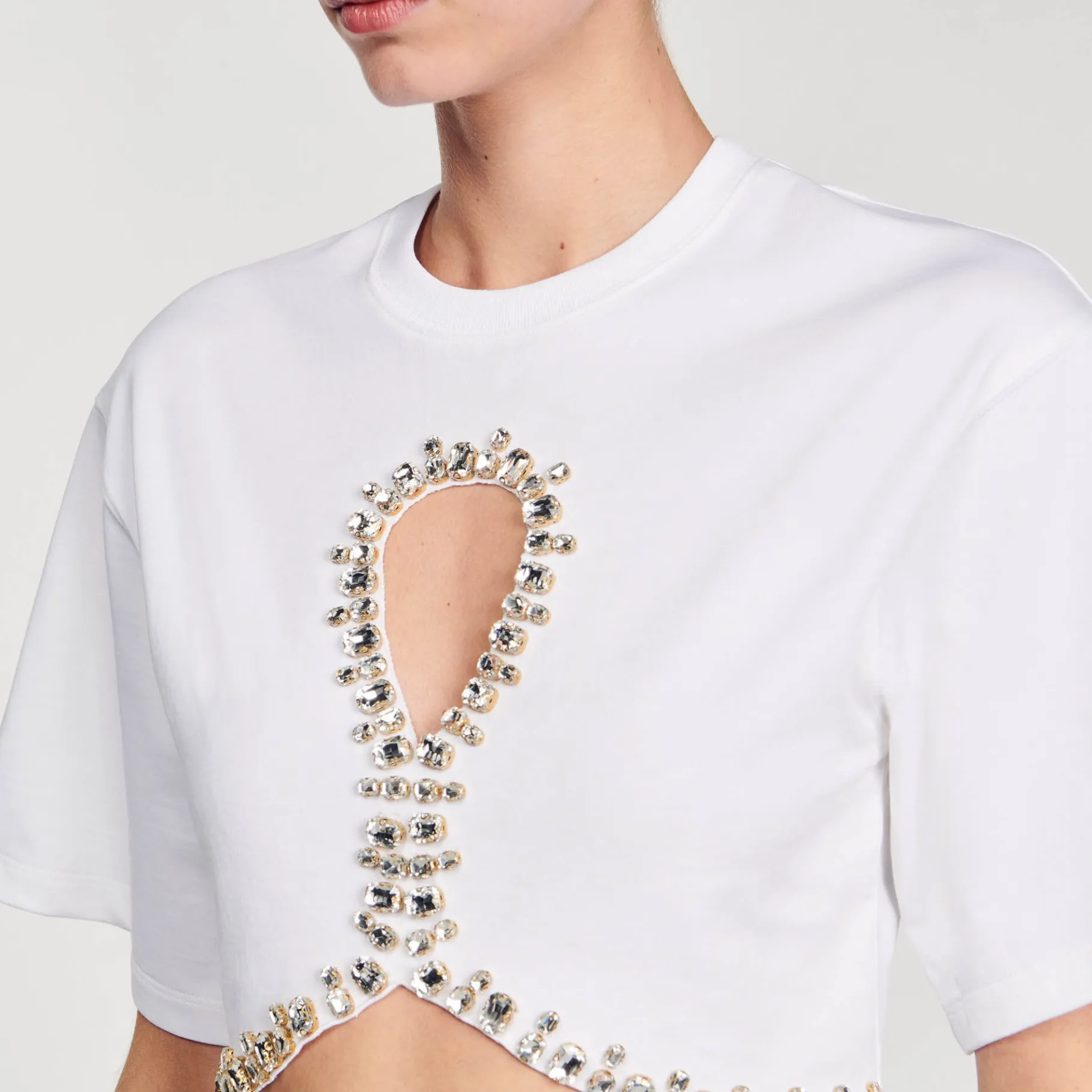 Sandro Paris Camisetas-Camiseta Curta Com Strass