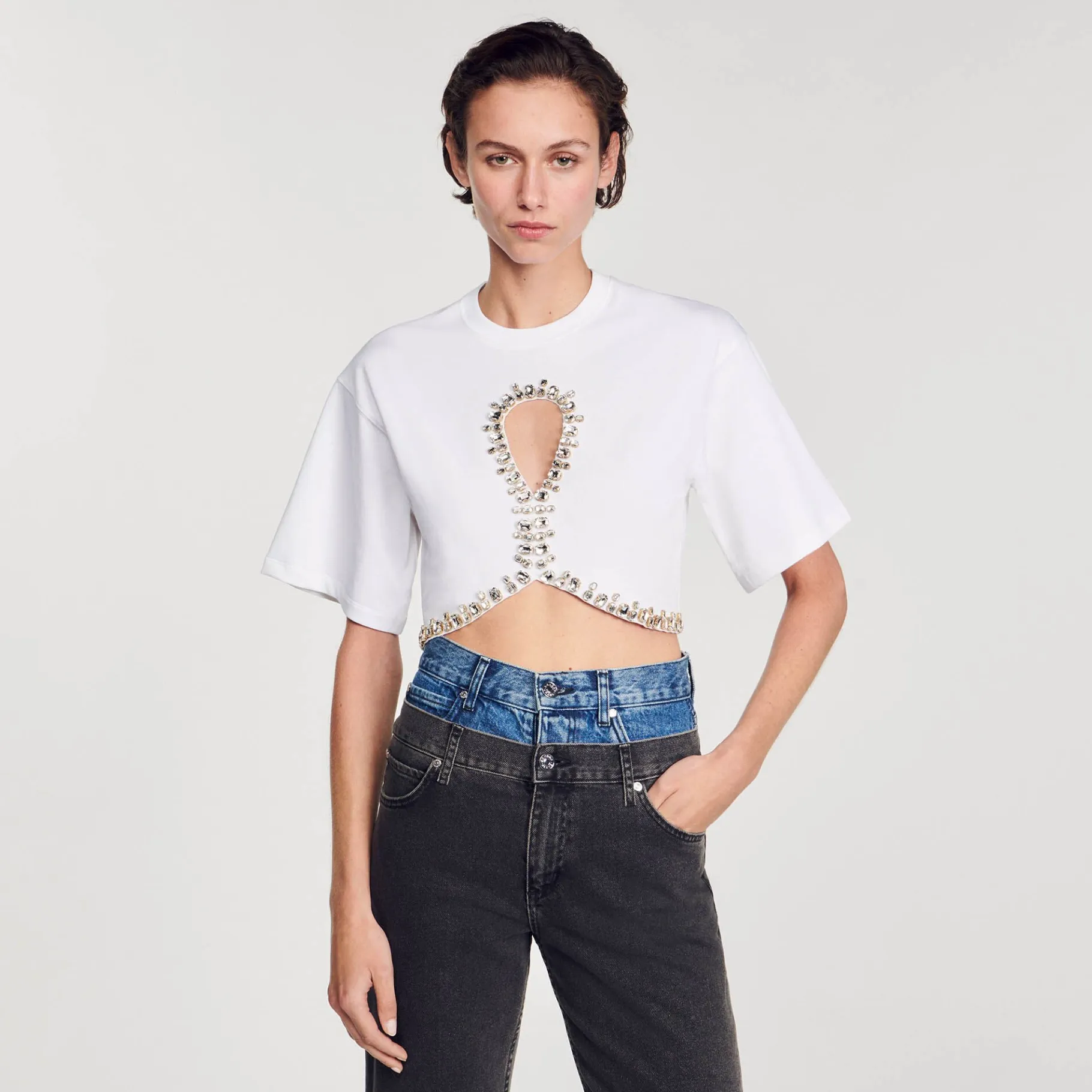 Sandro Paris Camisetas-Camiseta Curta Com Strass