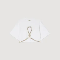 Sandro Paris Camisetas-Camiseta Curta Com Strass