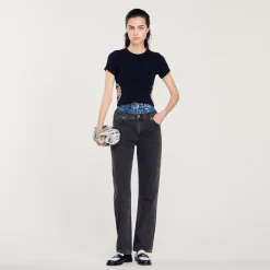 Sandro Paris Camisetas-Camiseta Decorada Com Diamantes