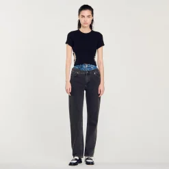 Sandro Paris Camisetas-Camiseta Decorada Com Diamantes