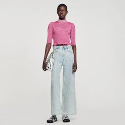 Sandro Paris Camisetas-Camiseta Estampada Franzida