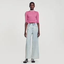 Sandro Paris Camisetas-Camiseta Estampada Franzida