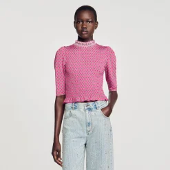 Sandro Paris Camisetas-Camiseta Estampada Franzida