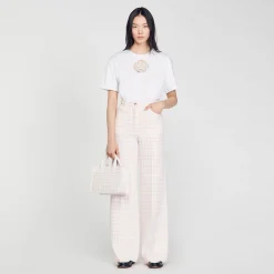 Sandro Paris Camisetas-Camiseta Rosa Com Strass