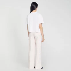 Sandro Paris Camisetas-Camiseta Rosa Com Strass