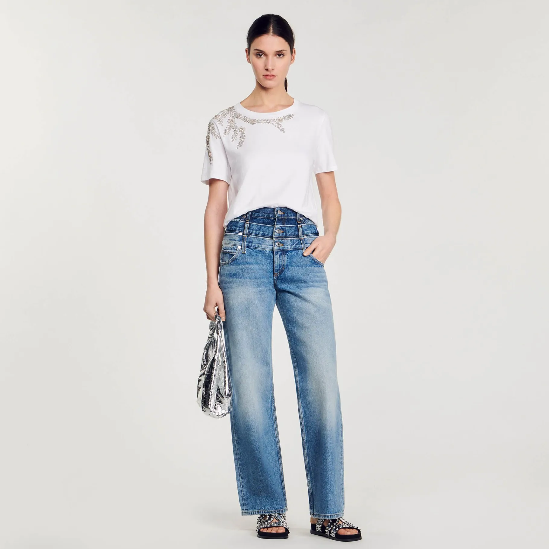 Sandro Paris Camisetas-Camiseta Sublimada Com Strass