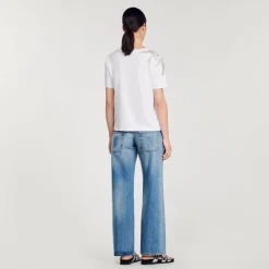 Sandro Paris Camisetas-Camiseta Sublimada Com Strass