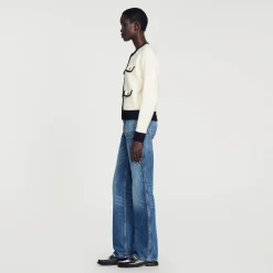 Sandro Paris Suéteres E Cardigans-Cardiga Bicolor Com Botoes