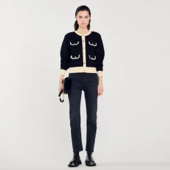 Sandro Paris Suéteres E Cardigans-Cardiga Bicolor Com Botoes