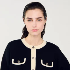 Sandro Paris Suéteres E Cardigans-Cardiga Bicolor Com Botoes