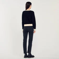 Sandro Paris Suéteres E Cardigans-Cardiga Bicolor Com Botoes