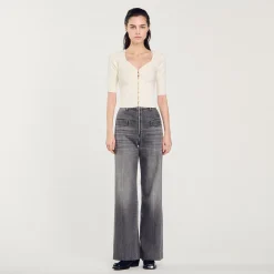 Sandro Paris Suéteres E Cardigans-Cardiga Canelado Recortado