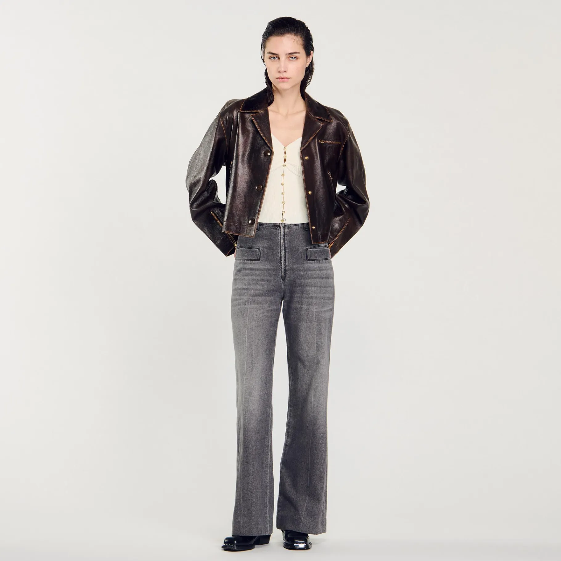 Sandro Paris Suéteres E Cardigans-Cardiga Canelado Recortado