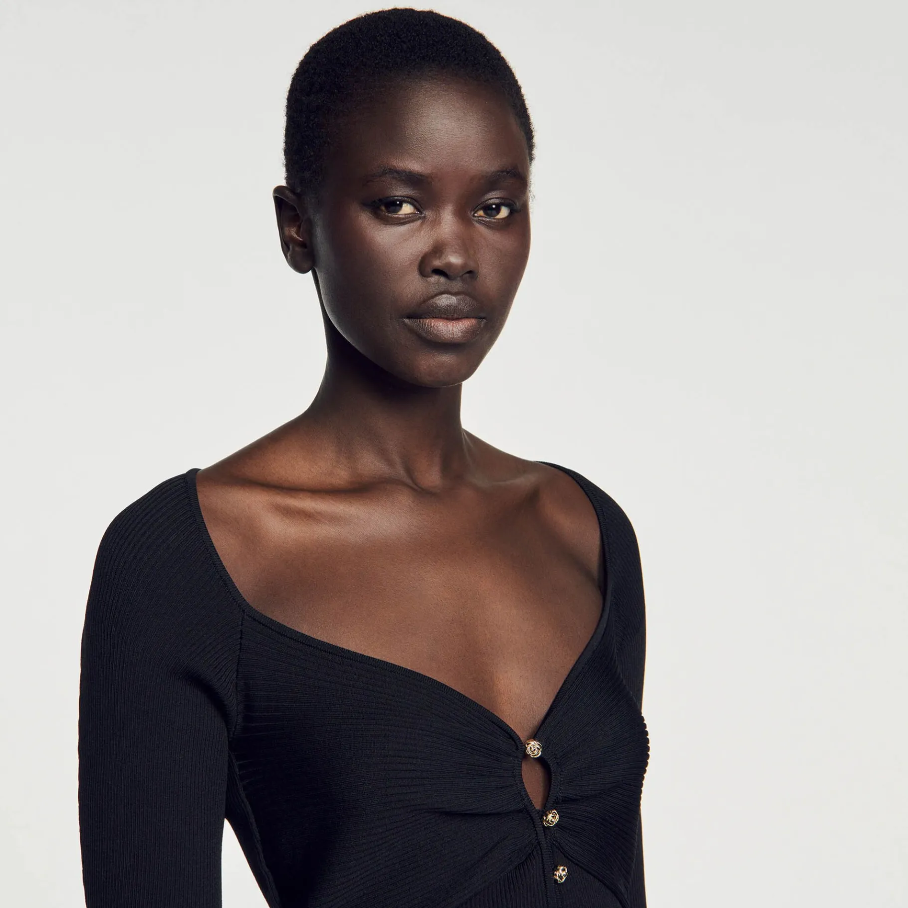 Sandro Paris Suéteres E Cardigans-Cardiga Canelado Recortado