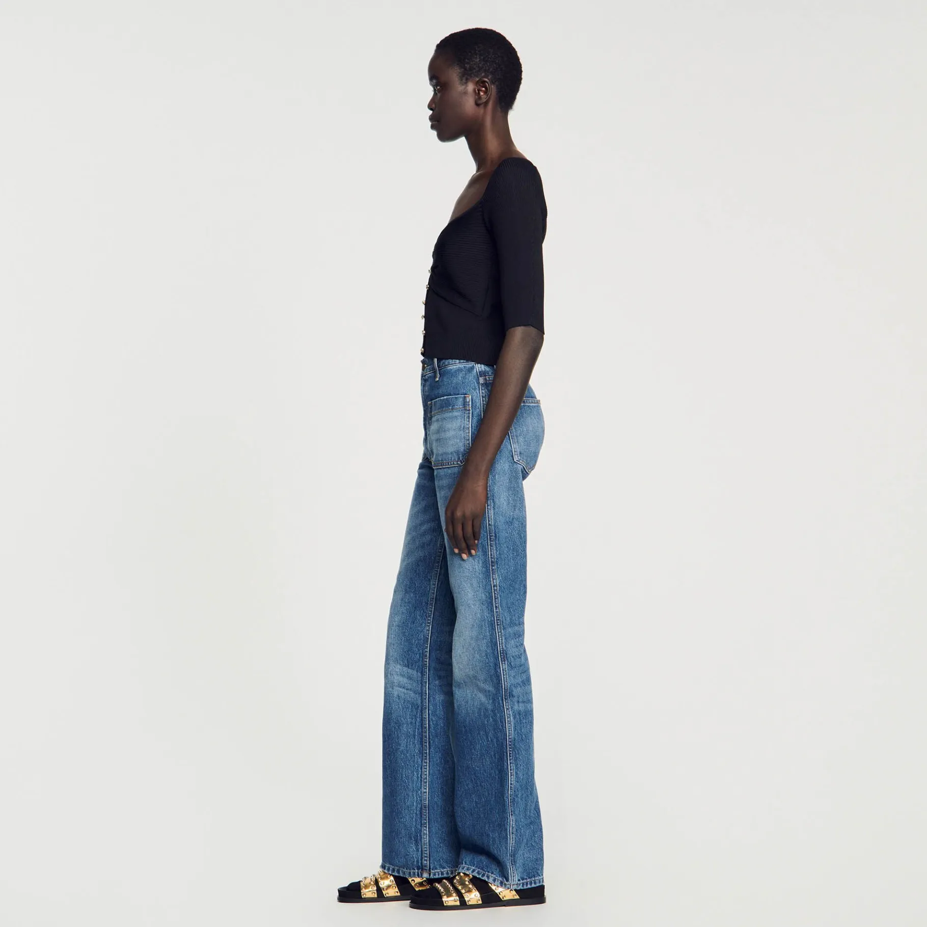 Sandro Paris Suéteres E Cardigans-Cardiga Canelado Recortado