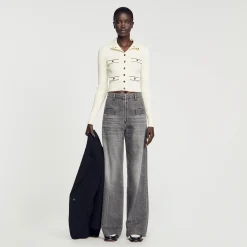 Sandro Paris Suéteres E Cardigans-Cardiga De Malha Canelada