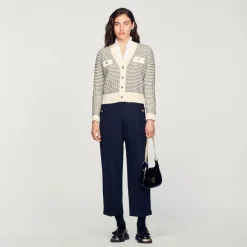 Sandro Paris Suéteres E Cardigans-Cardiga De Trico Listrado