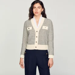 Sandro Paris Suéteres E Cardigans-Cardiga De Trico Listrado
