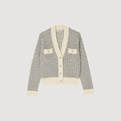 Sandro Paris Suéteres E Cardigans-Cardiga De Trico Listrado