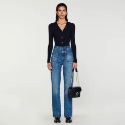 Sandro Paris Suéteres E Cardigans-Cardiga De Viscose Certificado