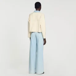 Sandro Paris Suéteres E Cardigans-Cardiga Oversize De Dois Materiais