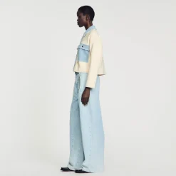 Sandro Paris Suéteres E Cardigans-Cardiga Oversize De Dois Materiais