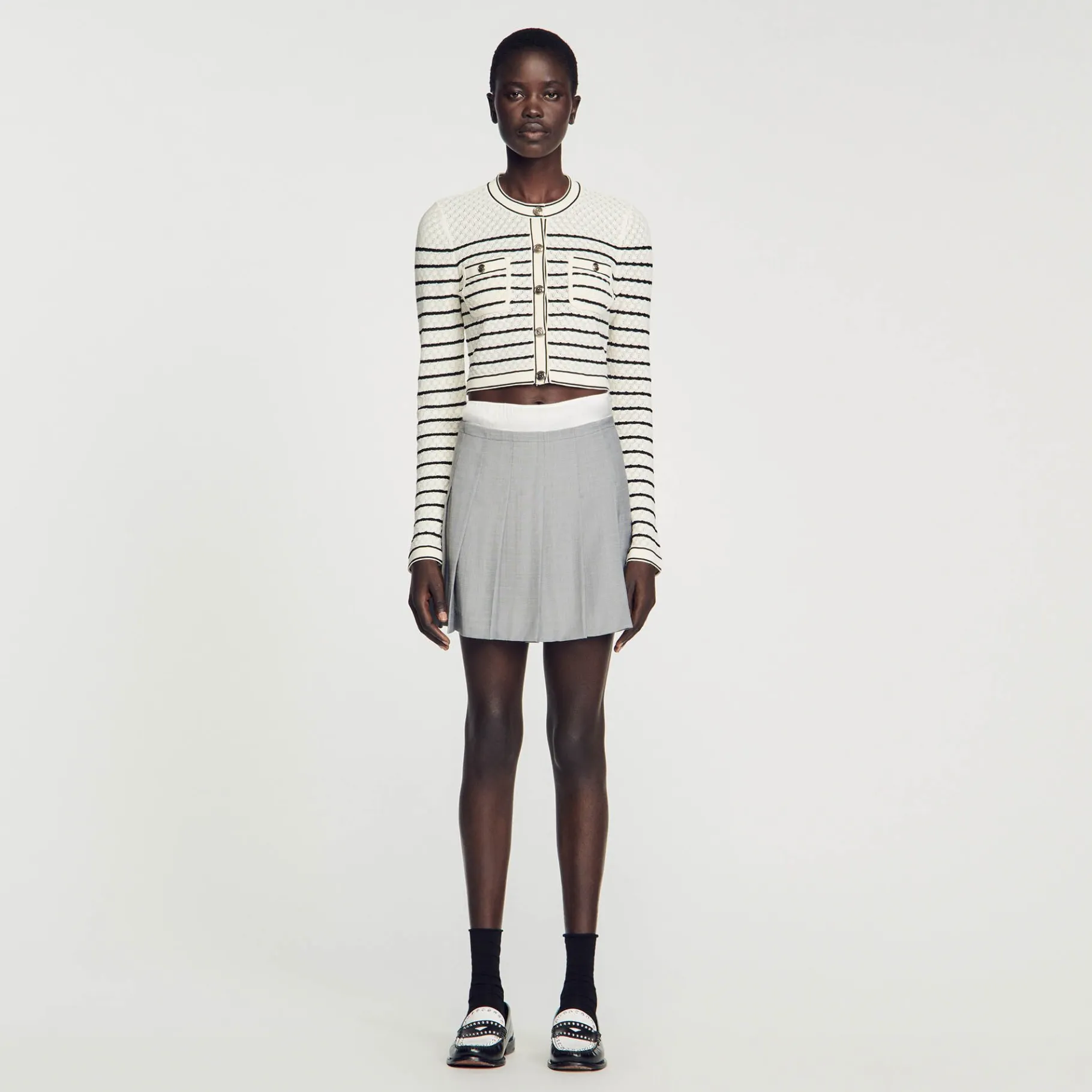 Sandro Paris Conjuntos-Cardigan Curto Listrado