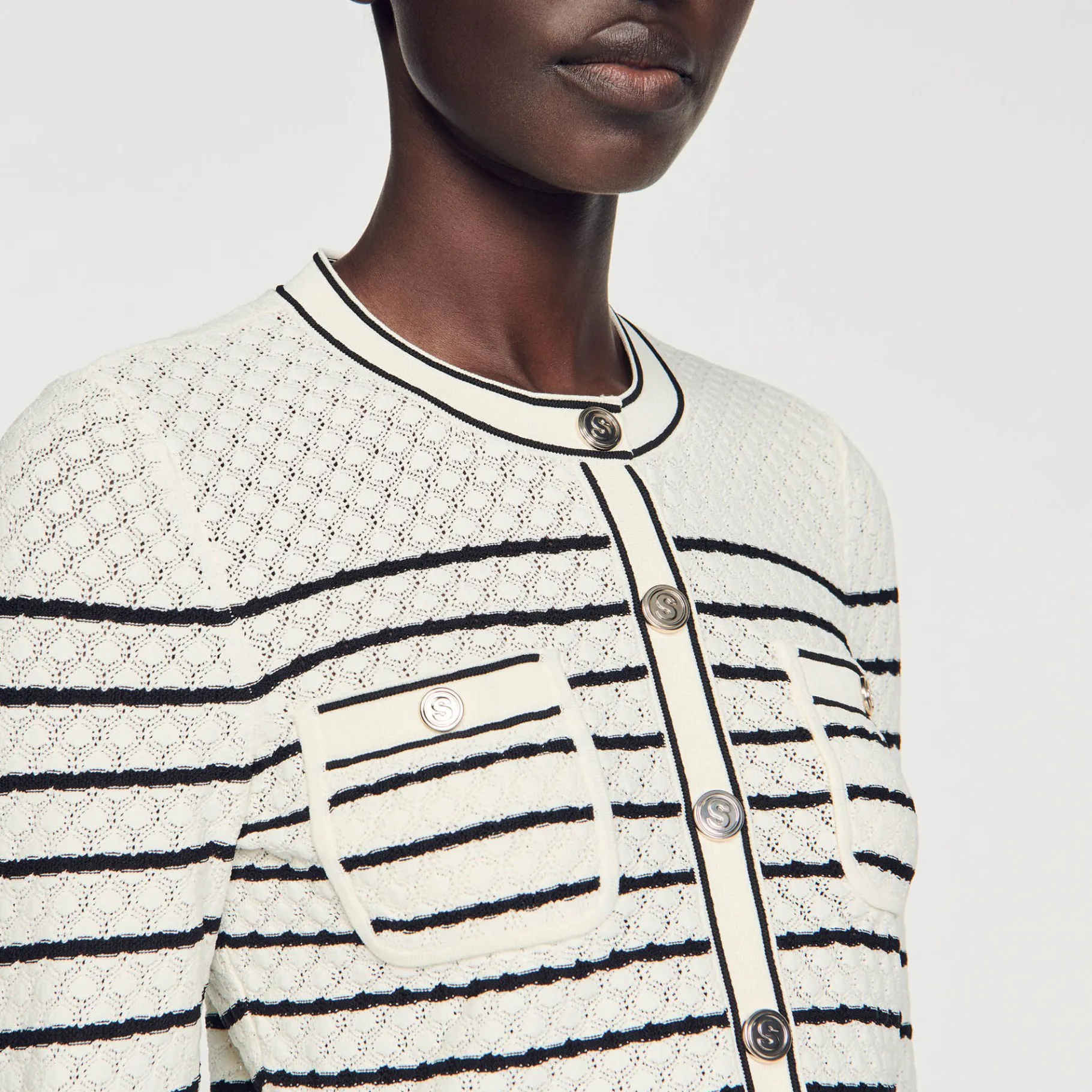 Sandro Paris Conjuntos-Cardigan Curto Listrado