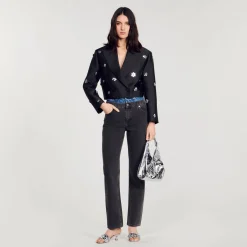 Sandro Paris Conjuntos-Jaqueta Curta De Cetim Com Flores