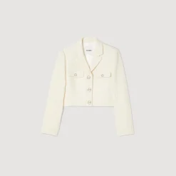 Sandro Paris Se Adequa-Jaqueta Curta De Tweed Com Botoes