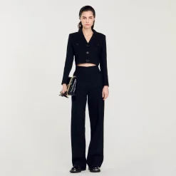 Sandro Paris Se Adequa-Jaqueta Curta De Tweed Com Botoes