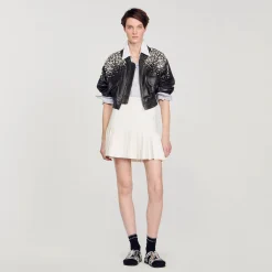 Sandro Paris Jaquetas E Jaquetas-Jaqueta De Couro Com Cristais