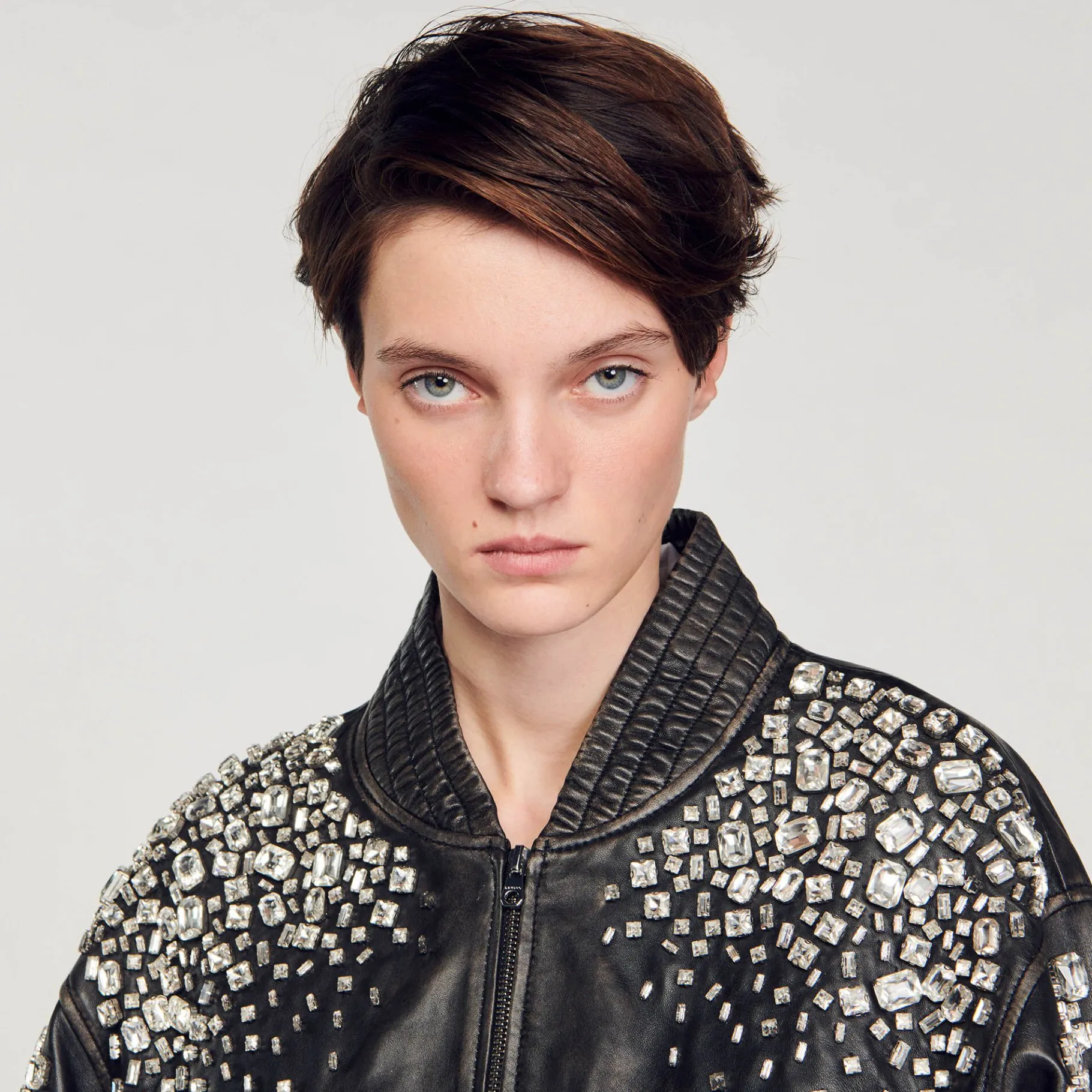 Sandro Paris Jaquetas E Jaquetas-Jaqueta De Couro Com Cristais