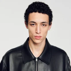 Sandro Paris Casacos E Jaquetas-Jaqueta De Couro De Cordeiro