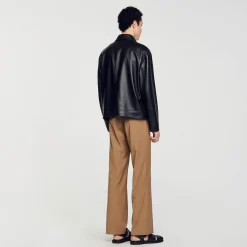 Sandro Paris Casacos E Jaquetas-Jaqueta De Couro De Cordeiro