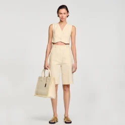 Sandro Paris Se Adequa-Jaqueta De Mistura De Linho