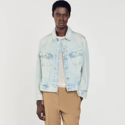 Sandro Paris Casacos E Jaquetas-Jaqueta Jeans Desbotada
