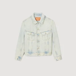 Sandro Paris Casacos E Jaquetas-Jaqueta Jeans Desbotada