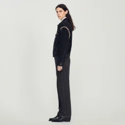 Sandro Paris Casacos-Jaqueta Jeans Oversized Com Strass