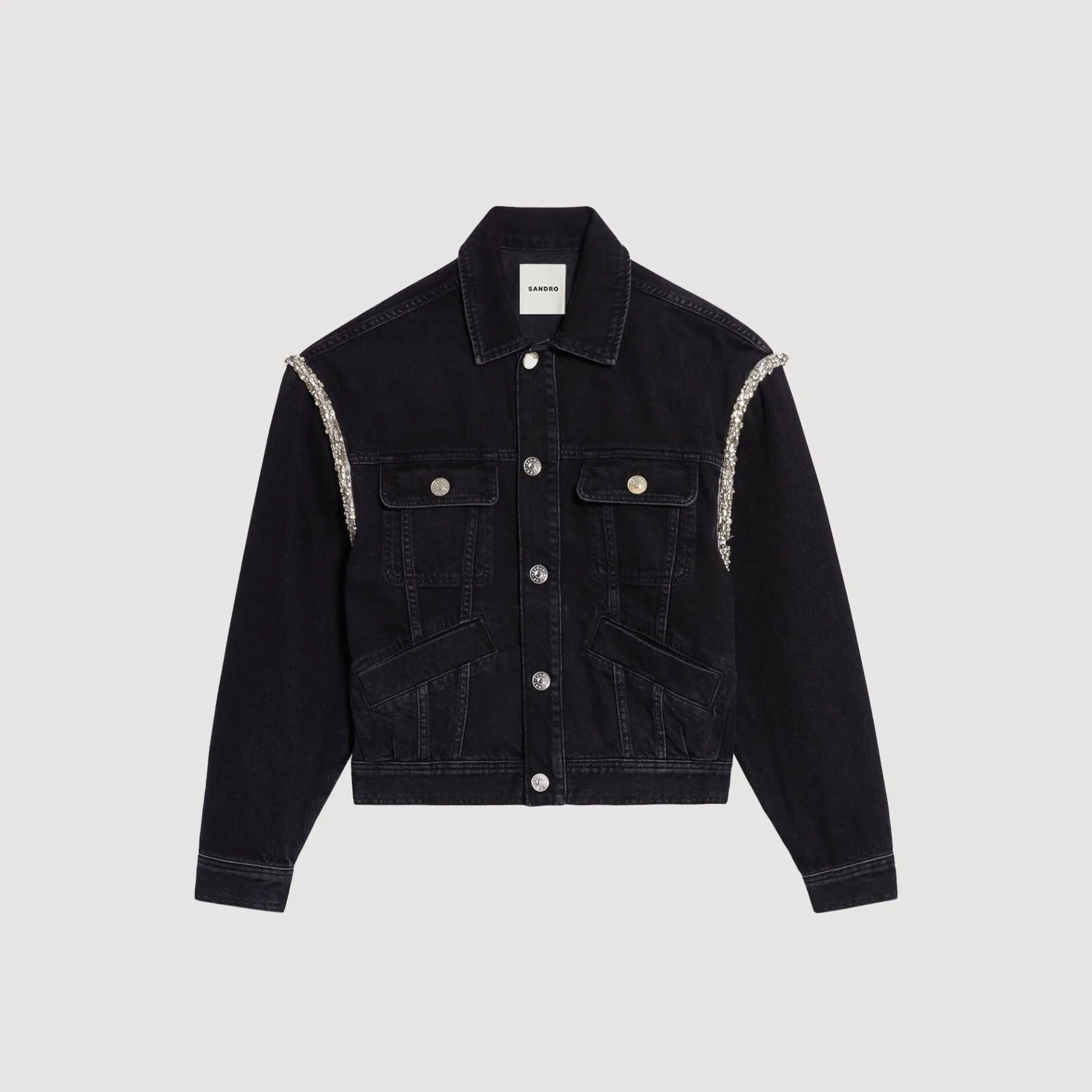 Sandro Paris Casacos-Jaqueta Jeans Oversized Com Strass