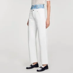 Sandro Paris Vaqueiros-Jeans Bicolor Com Cintura Dupla