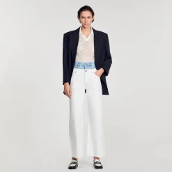 Sandro Paris Vaqueiros-Jeans Bicolor Com Cintura Dupla