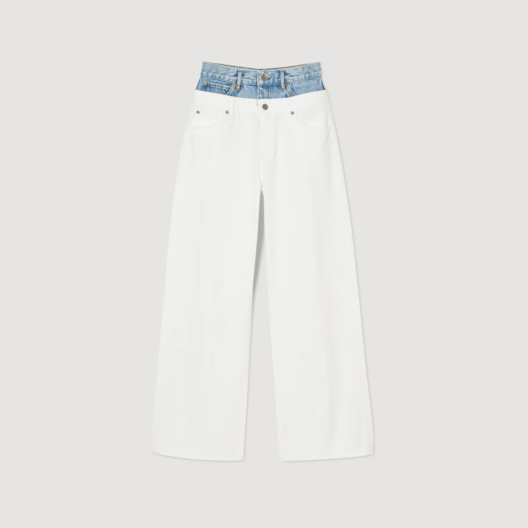 Sandro Paris Vaqueiros-Jeans Bicolor Com Cintura Dupla