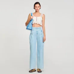 Sandro Paris Vaqueiros-Jeans De Perna Larga Com Dardos