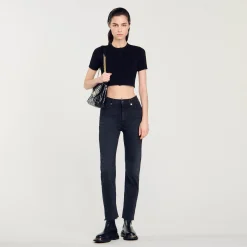 Sandro Paris Vaqueiros-Jeans De Perna Reta Com Bordas Cruas