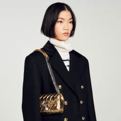 Sandro Paris Bolsas De Ombro-Mini Bolsa Yza De Couro Metalizado