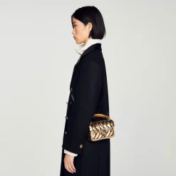 Sandro Paris Bolsas De Ombro-Mini Bolsa Yza De Couro Metalizado