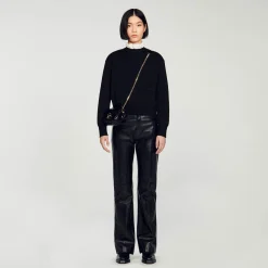 Sandro Paris Bolsas De Ombro-Mini Bolsa Yza Em Couro Liso