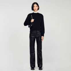 Sandro Paris Bolsas De Ombro-Mini Bolsa Yza Em Couro Liso